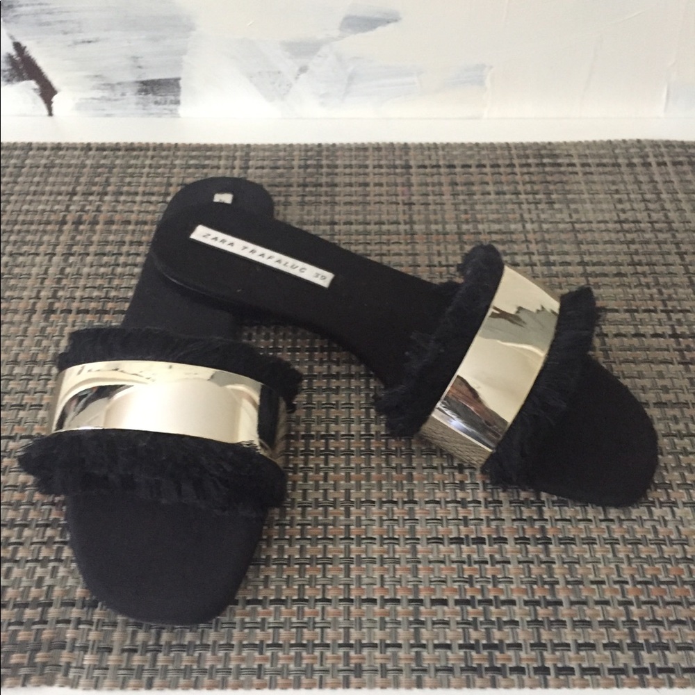 Zara Black & Gold Sandals